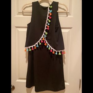 Black sleeveless dress with colorful Pom Poms Sz small